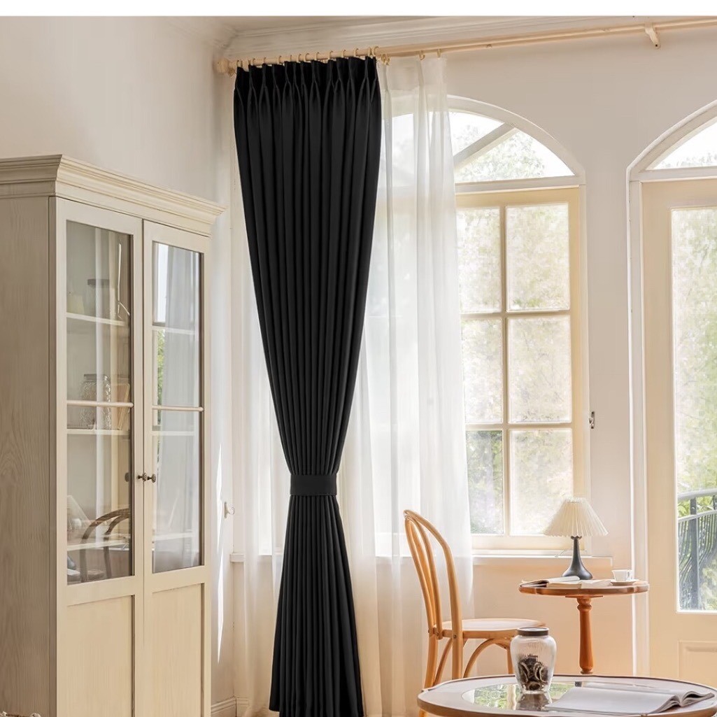 OYRING Blackout Pinch Pleat Curtain Panel 38×63 Black Thermal Insulated 1 Panel