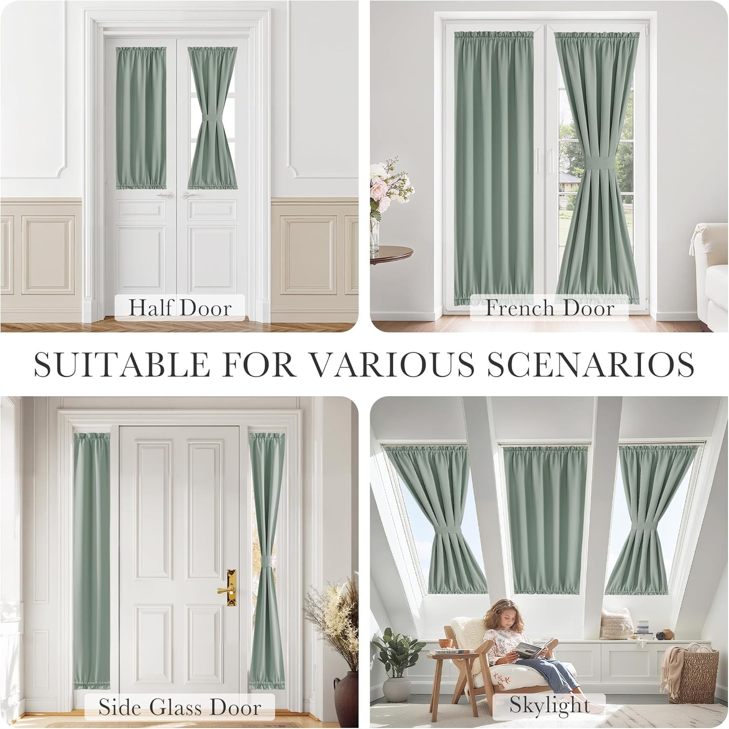 Sidelight Curtains for Front Door, 100% Blackout Privacy Thermal Insulated Side