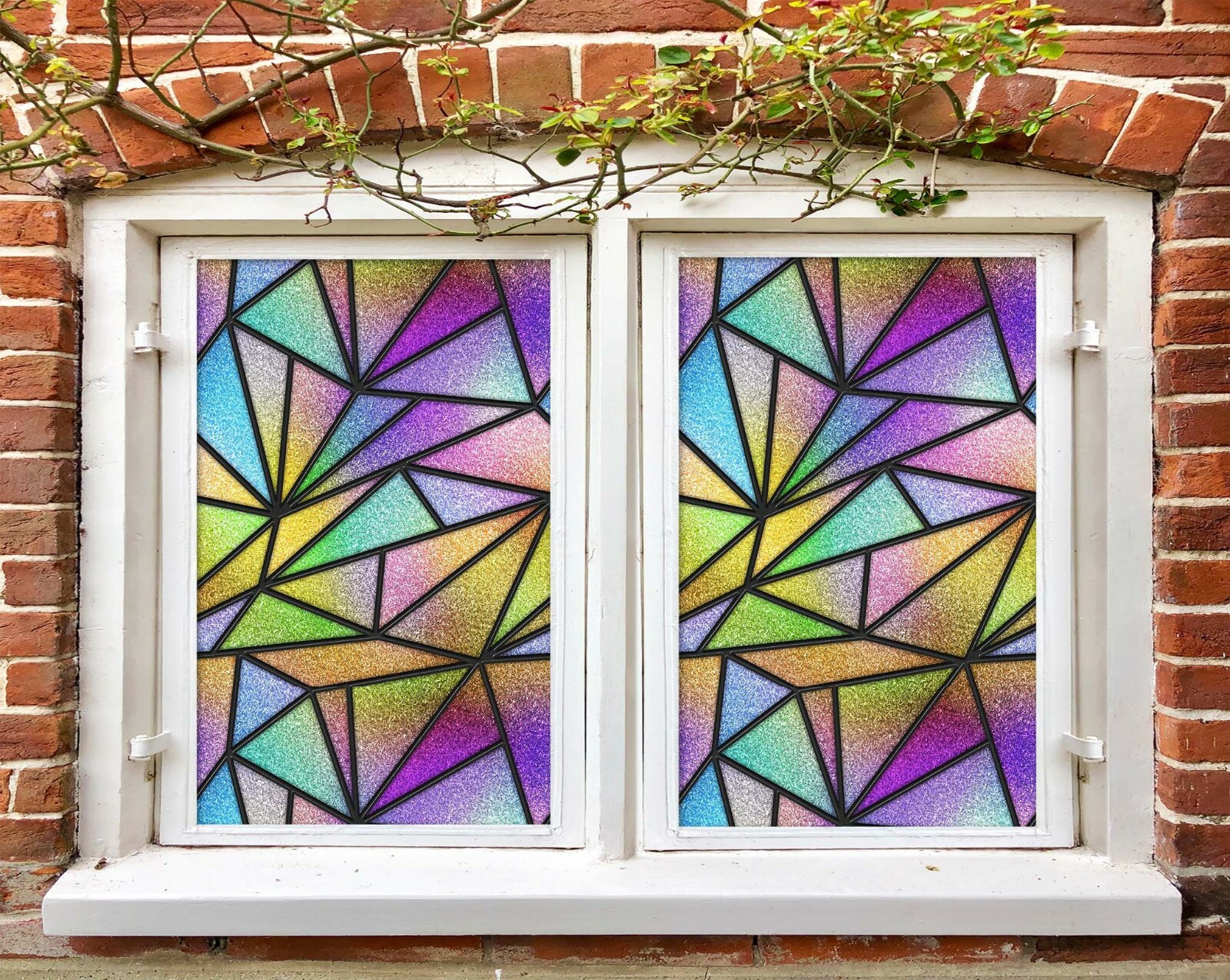 3D Colored Triangle A304 Window Film Print Sticker Cling Stained Glass UV Amy