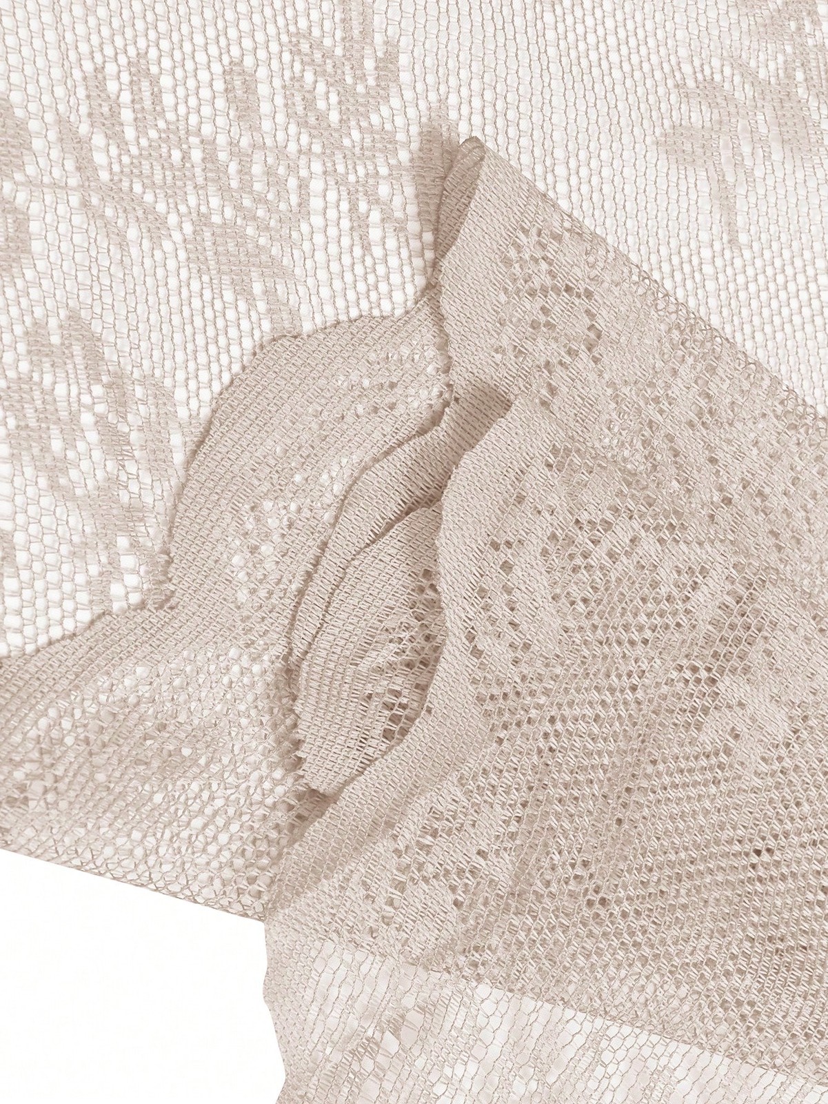 Light Pink Floral Lace Sheer Curtain Panel 59Wx118L 150x300cm