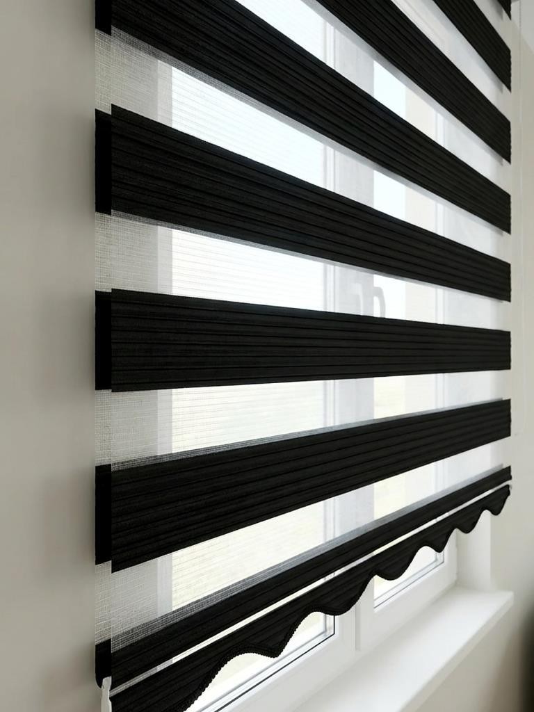 Plated Fabric Zebra Roller Blinds Curtain For All Room, Color Options, Light fil