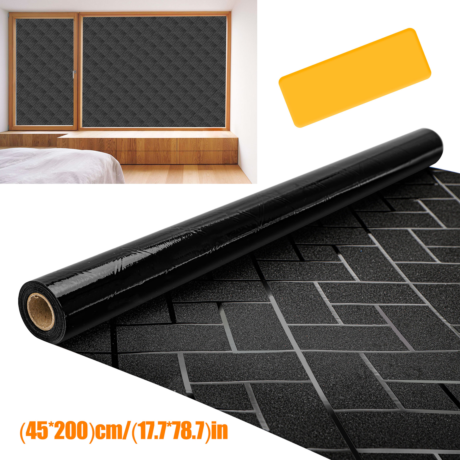 17.7×78.7inch Black Diagonal Grid Window Film Static Cling Privacy UV Heat Block