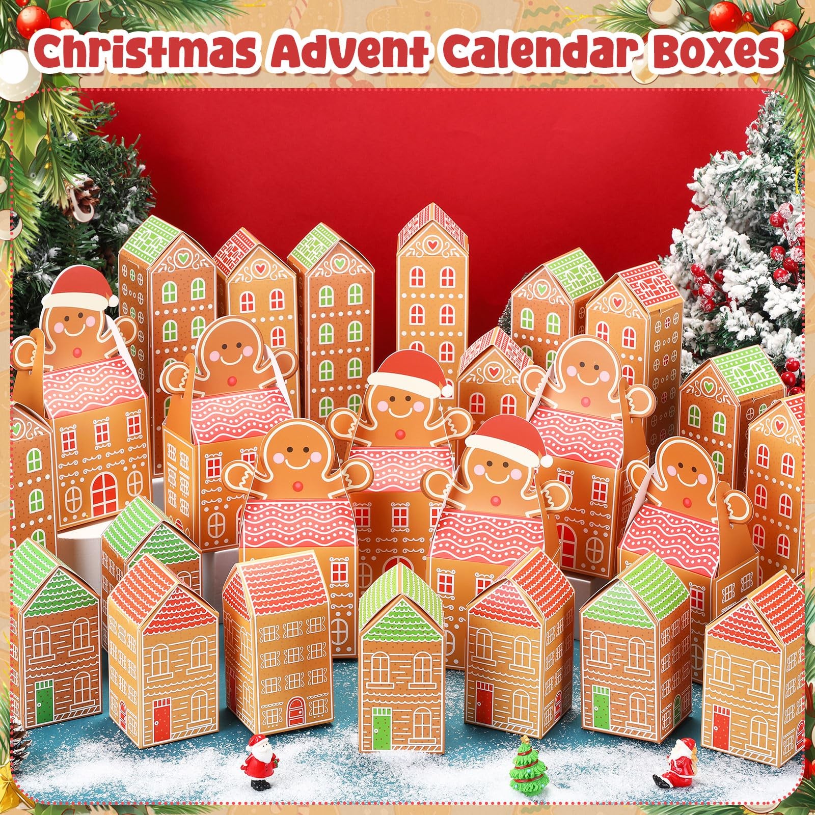 30 PCS Christmas Advent Calendar Boxes DIY Village Decorations Fireplace