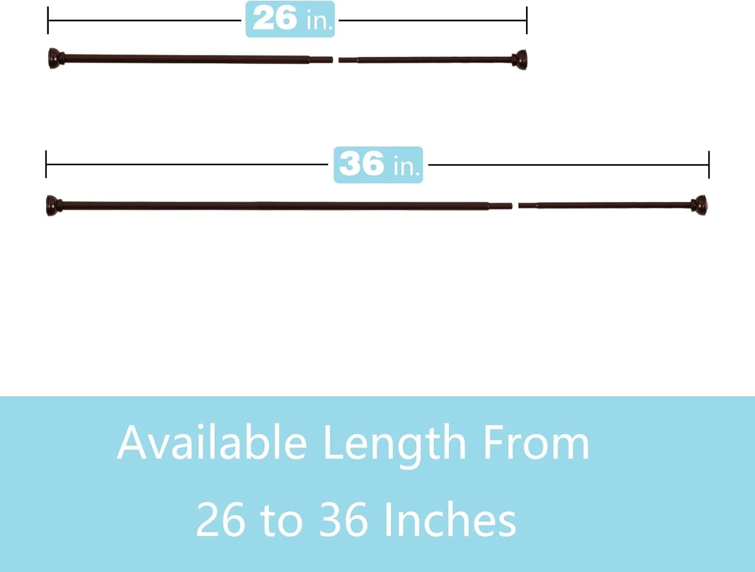 2 Pack Spring Tension Curtain Rod, 1/2- inch Decorative Tension Drapery Rod f…