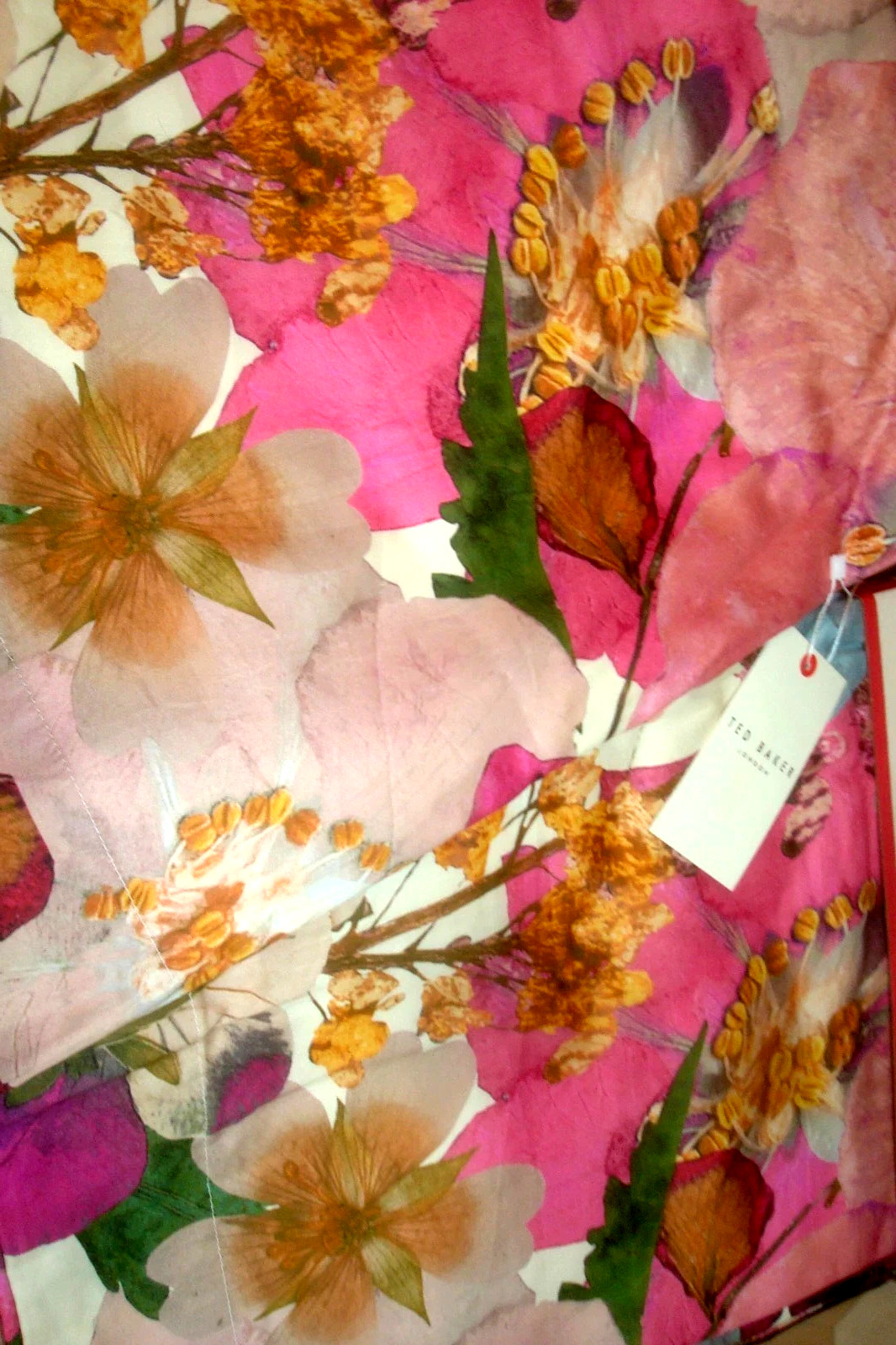 Ted Baker 2 pc LINED Window Curtain Panels Mod Floral Art Deco Cotton 50 x 95″