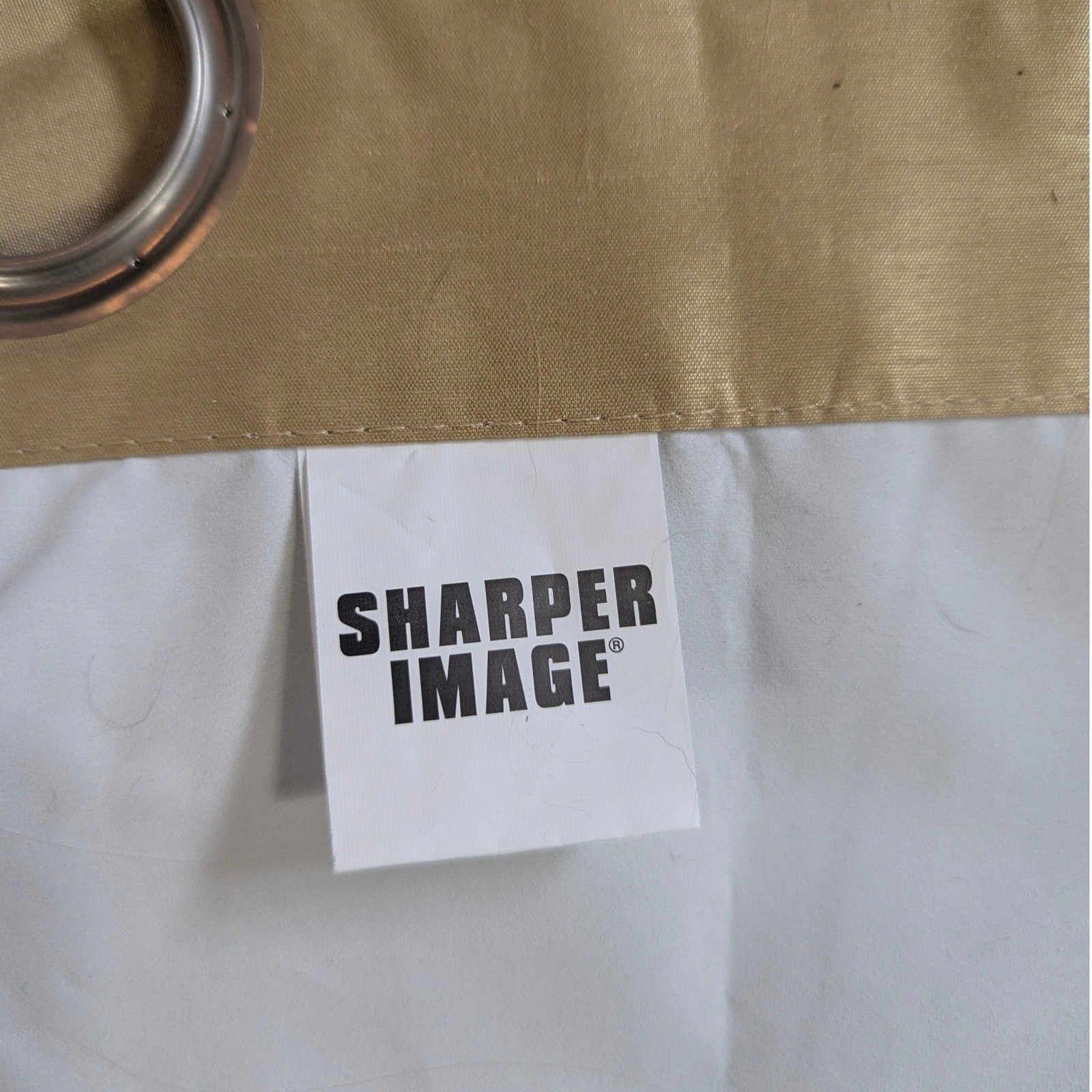 Sharper Image Curtain Panel PAIR Gold Faux Silk Grommet Blackout Minimalist