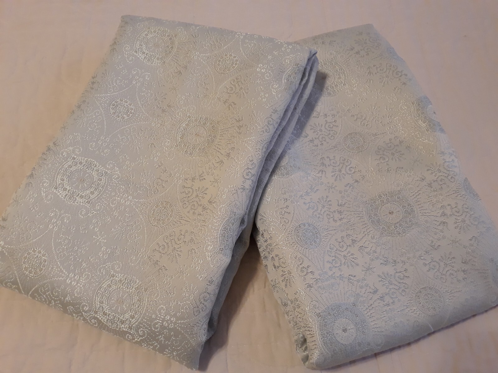 Lovely Martha Stewart Seafoam Brocade Medallion Unlined Panels 50×82 EACH NICE
