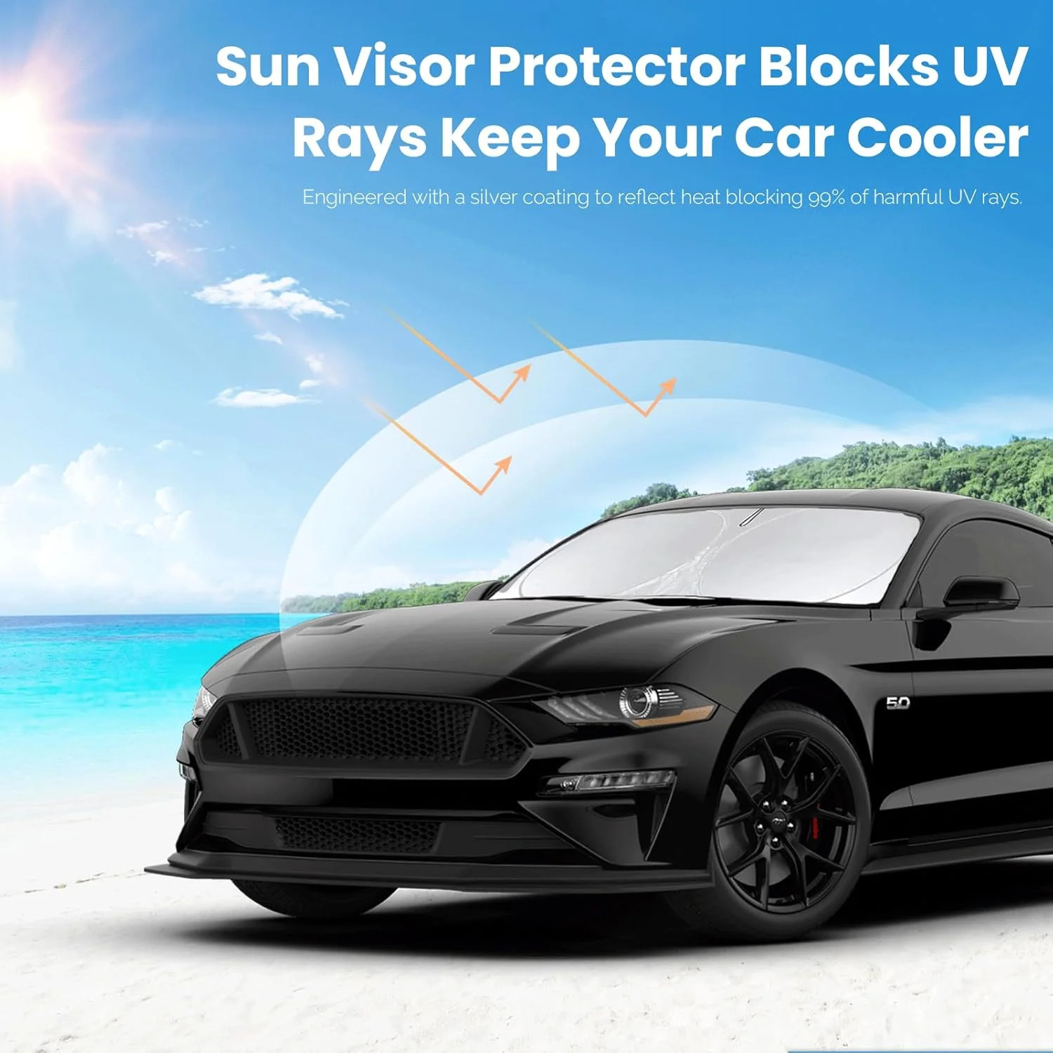 Sunshade for Mustang 2015-2025 2026 Ford Windshield Sun Shade (NOT for Ford Must