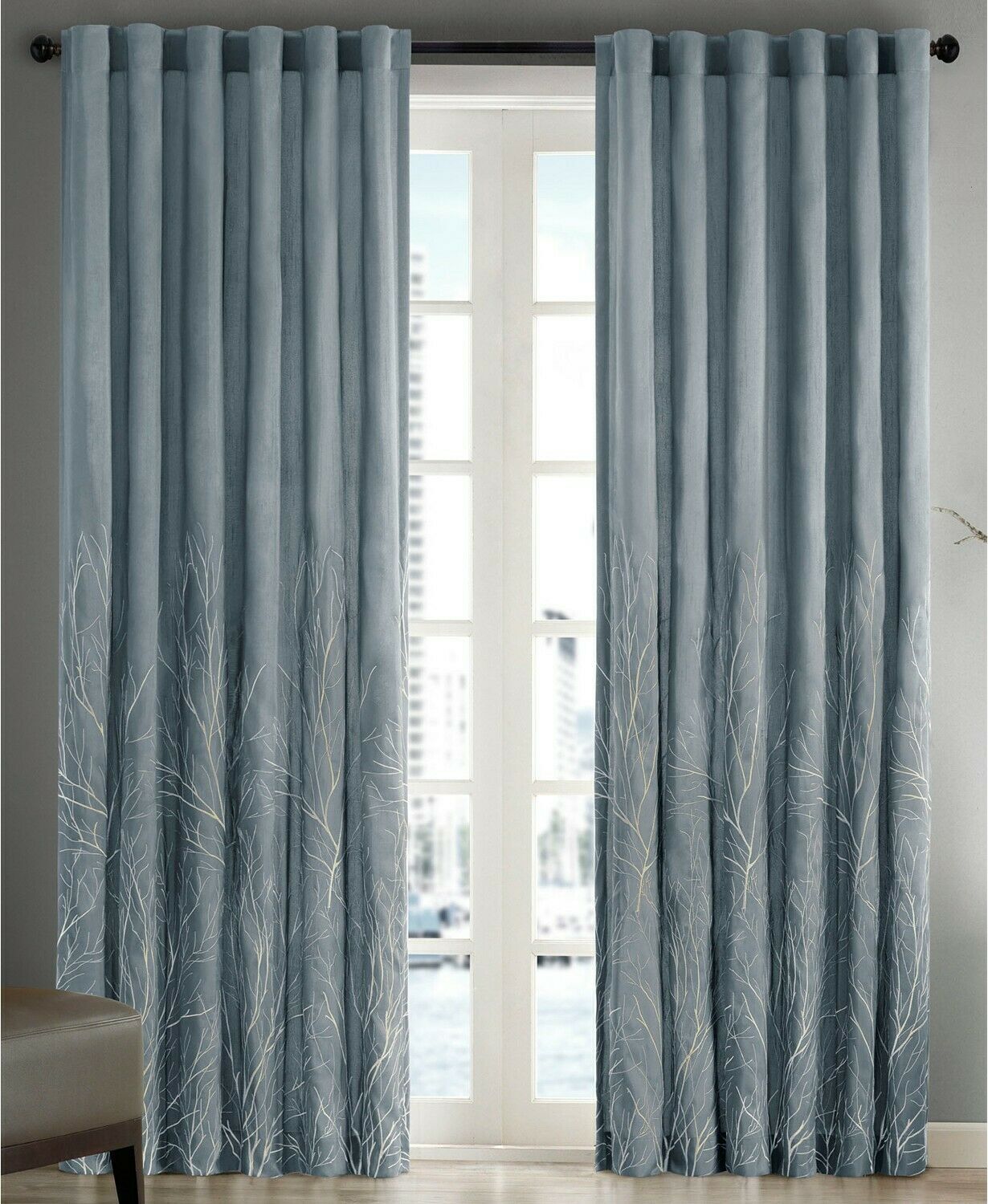 Madison Park Andora 50″ x 84″ Faux Silk Lined Rod Pocket Window Panel – Blue