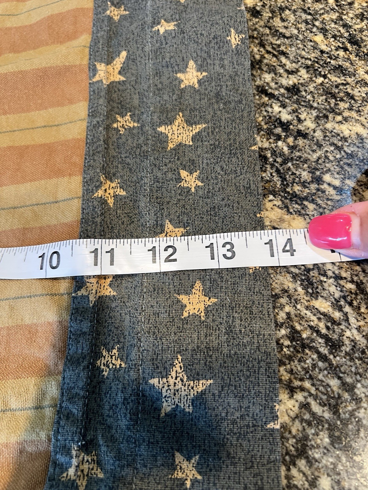 Primitive Patriotic Americana Rustic Style 70”x 14” Red & Tan Blue Stars Valance