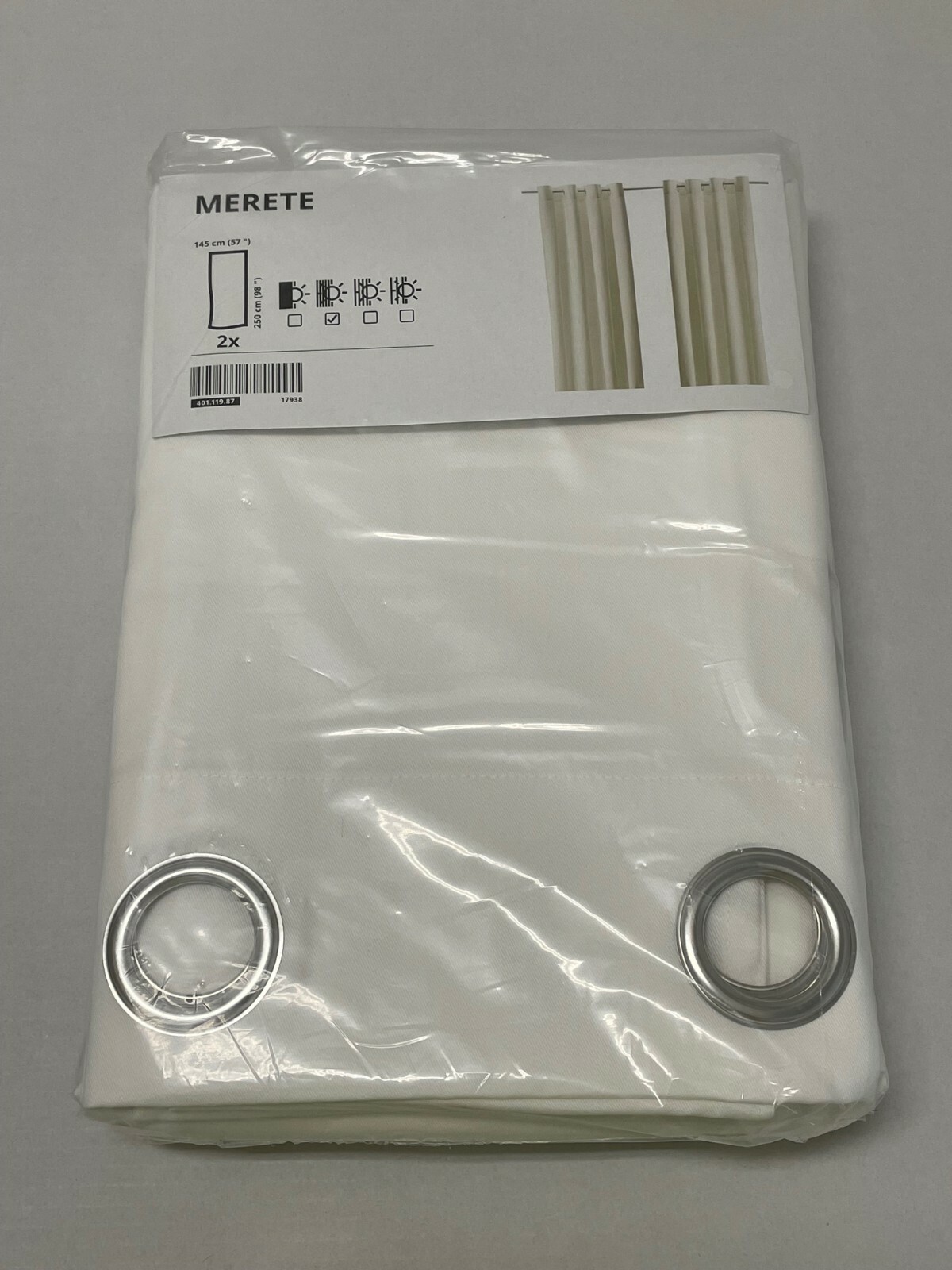 Ikea MERETE Room darkening curtains 57×98 ” 1 pair, white – NEW