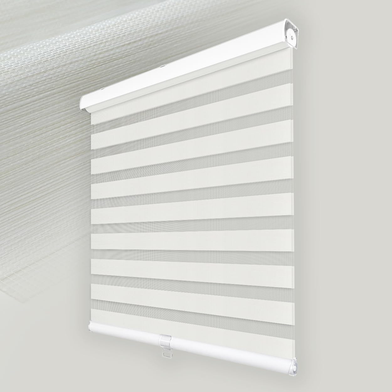 Cordless Zebra Roller Shades – Dual Layer Sheer & Room Darkening, 50×64
