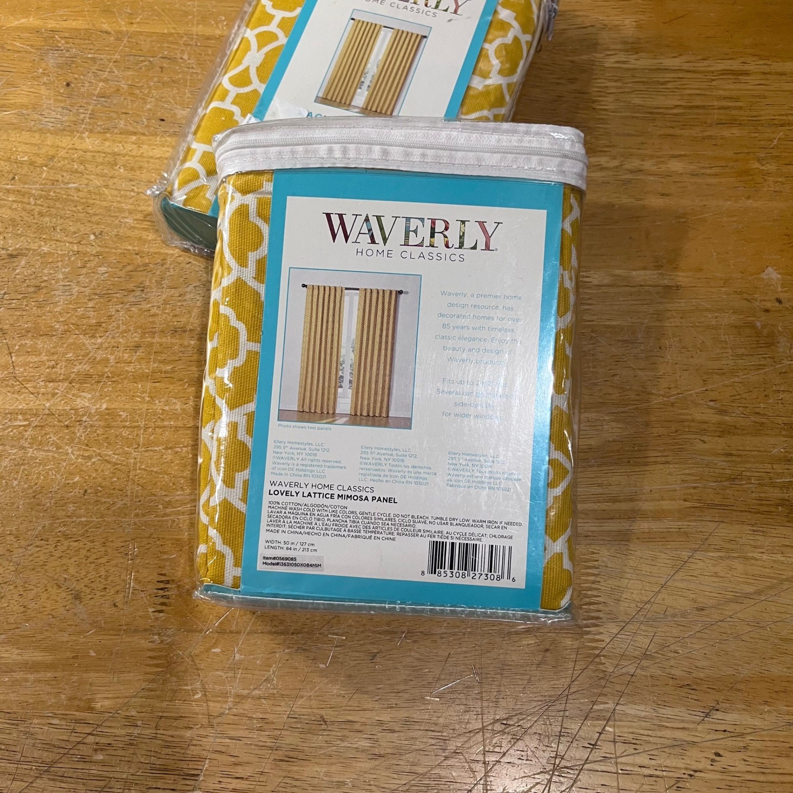 Waverly Home Classics Lovely Lattice Mimosa Yellow Curtains 50×84 2 Panels NEW