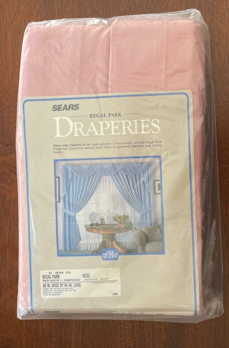 Pink Drapery Panel Set 84×48 In Pink/ Rose Color Regal Park Brand Sears 1 Pair