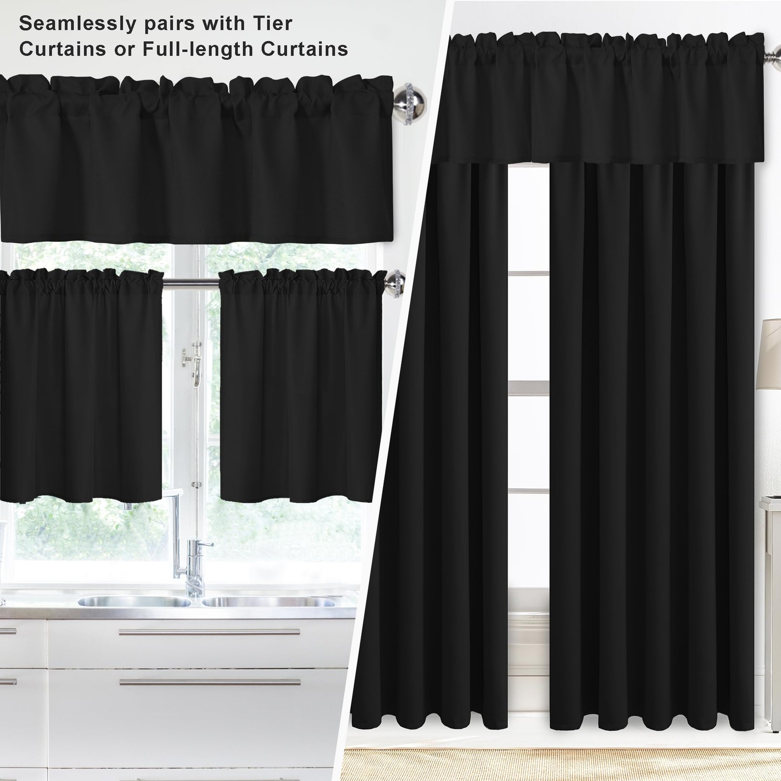 Rectangle Textured Window Valance for Kitchen Basement Rod Pocket Antiwrinkle…