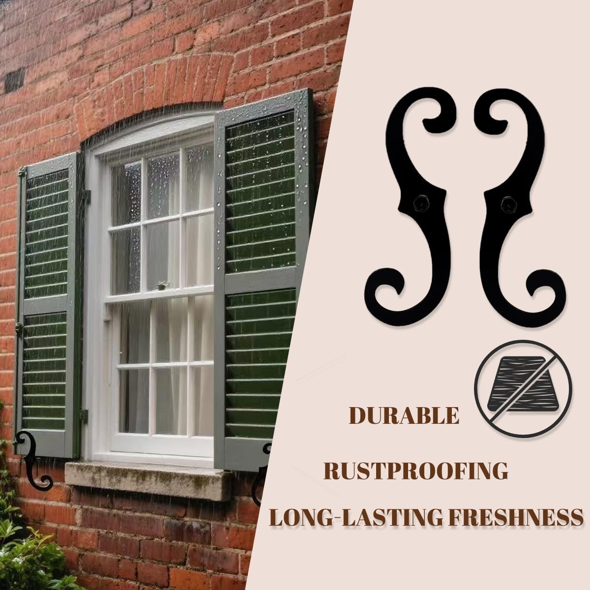 4 Pcs Black S Shaped Shutter Fasteners, 6.5″ Decorative Hardware for Outdoor Shu