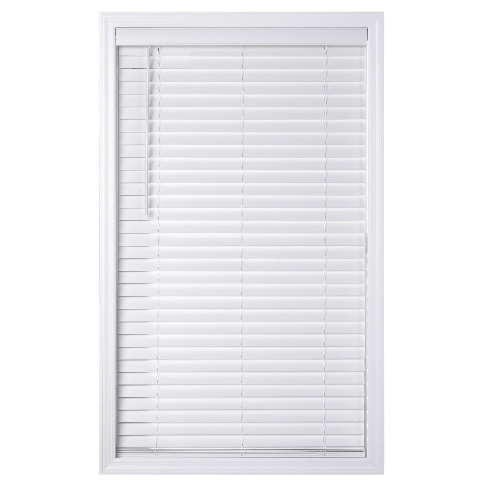 2″ Cordless Faux Wood Horizontal Blinds, White, 32″ W x 64″ L