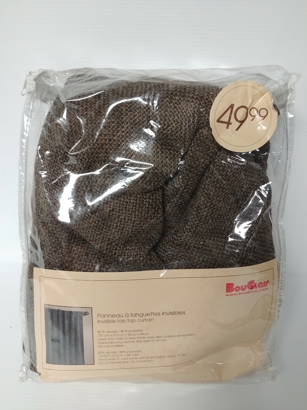 BOUCLAIR Woven Invisible Tab Top Curtain Brown 137x213cm – NIB