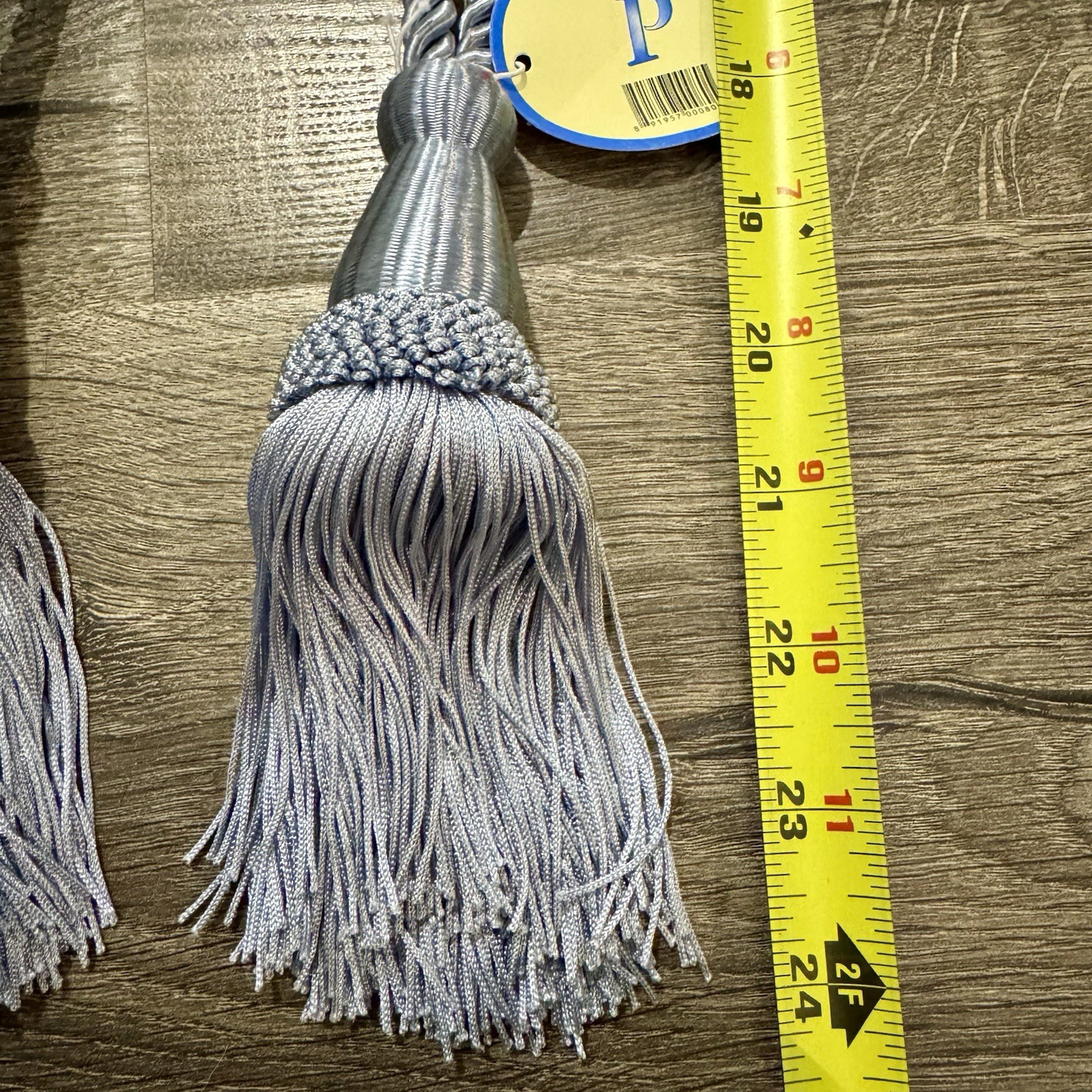 Vintage Large Window Curtain Tiebacks Silver Gray Tassel Rope Pair 24” 6” NWT