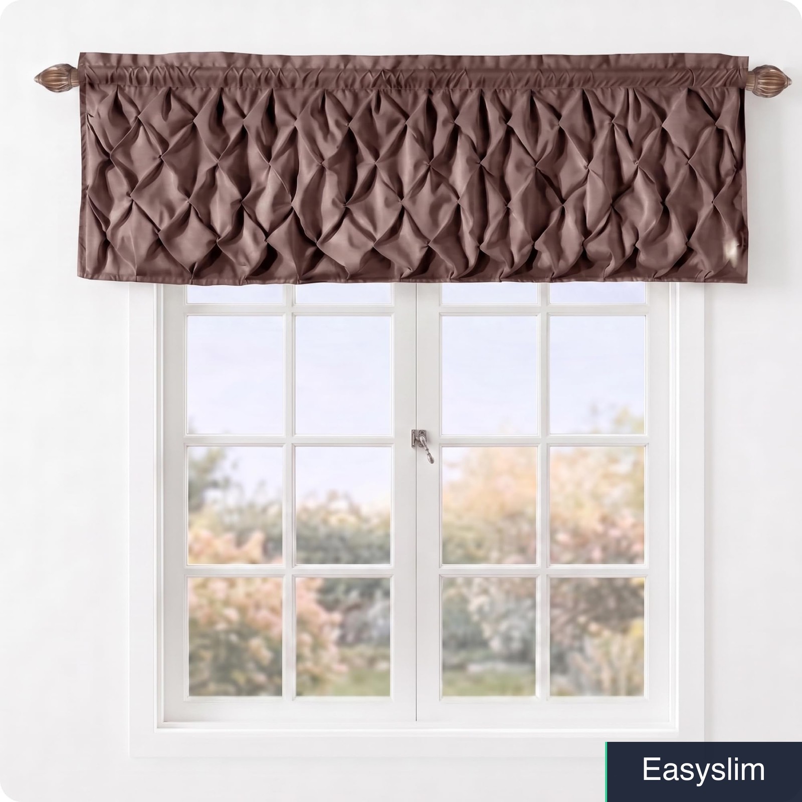 Valance Curtain Pintuck 60×20 Chocolate Light Filtering Rod Pocket