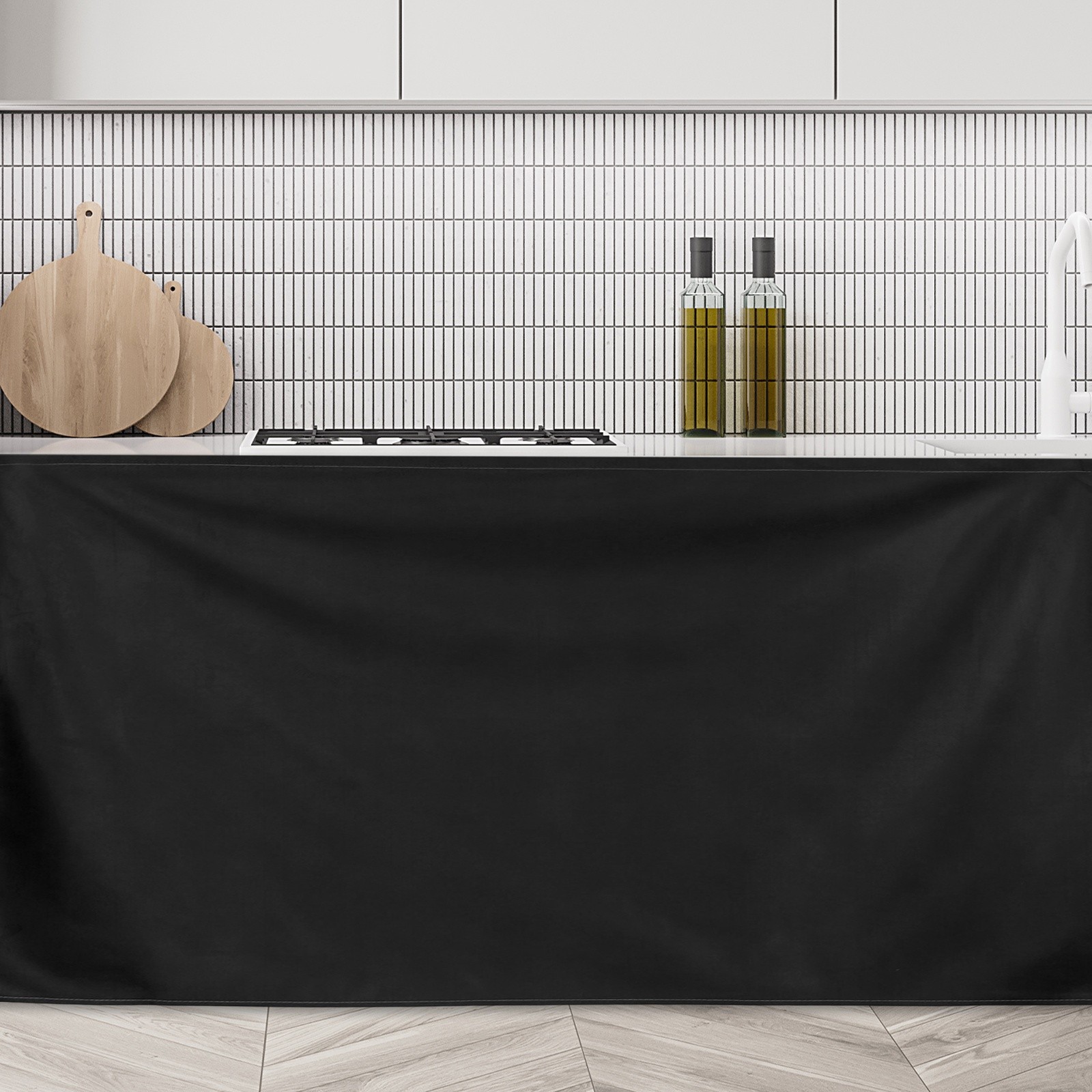 Cabinet Curtains Dust Proof Kitchen Privacy Curtain 35.4″x27.6″ Black
