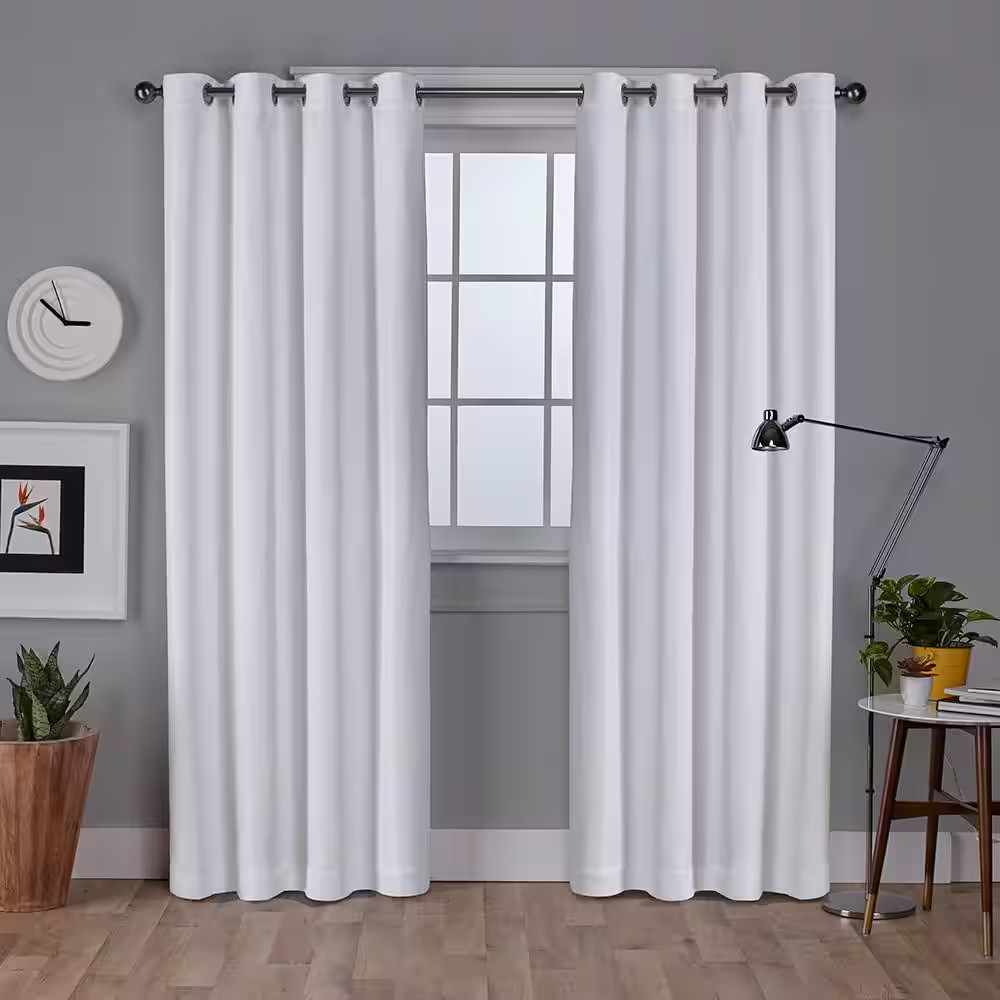 Vesta Winter White Solid Polyester 52 In. W X 84 In. L Grommet Top, Room Darkeni