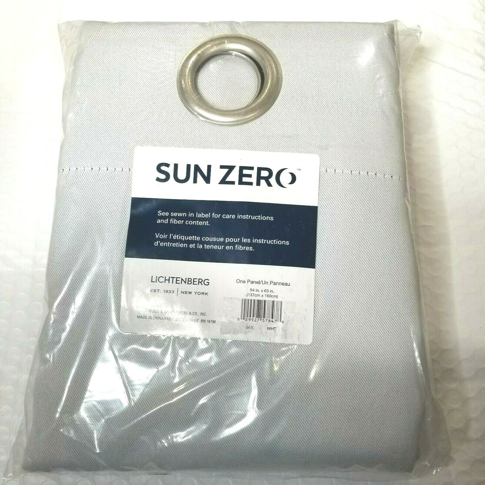 Sun Zero Lichtenberg Grommet Top Blackout Curtain Panel 54×63 White
