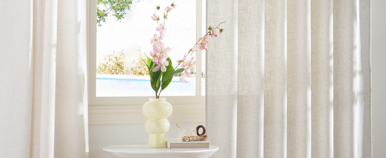 Linen Curtains 108 inch Long 2 Panels Set for Living Room/Bedroom, 55″ Wide