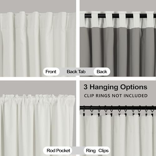 Short Curtains for Bathroom Windows,100% 52″W x 45″L (Pack of 2) Ivory