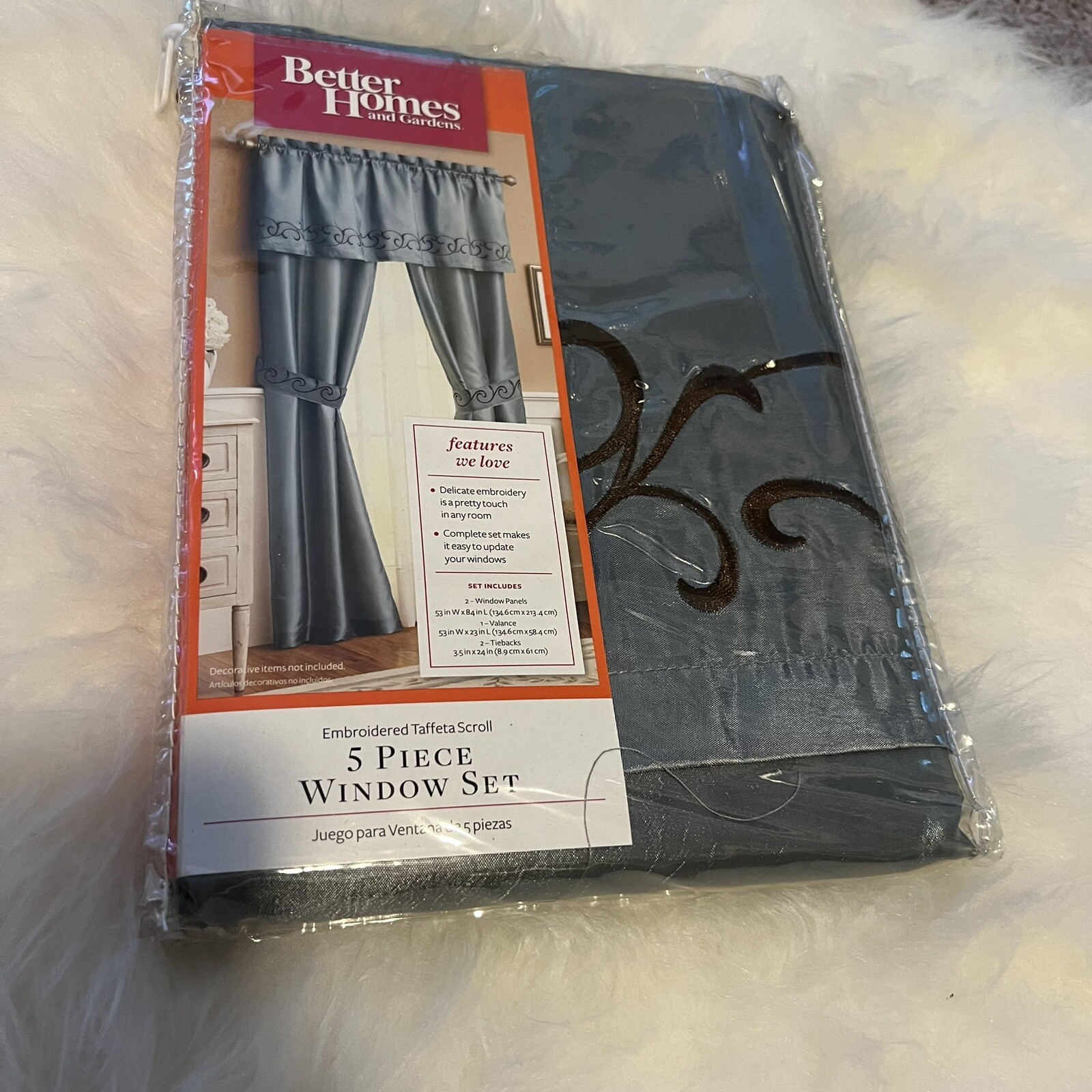 Better Homes And Gardens 5 Piece Window Set Embroidered Taffeta Scroll