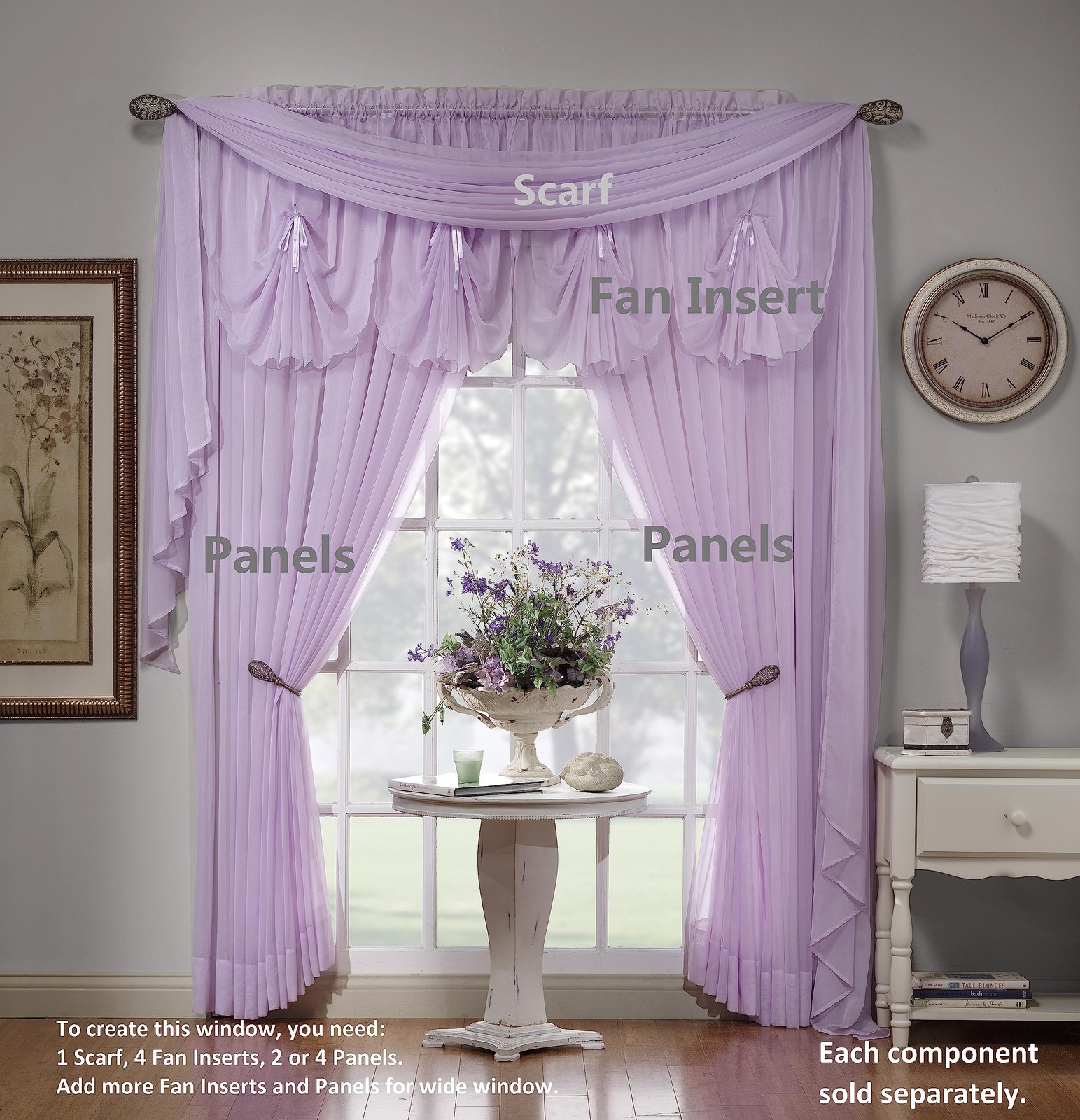 Premium Voile Sheer Kitchen Curtain 60×63 Inch 100 Polyester Easy Care
