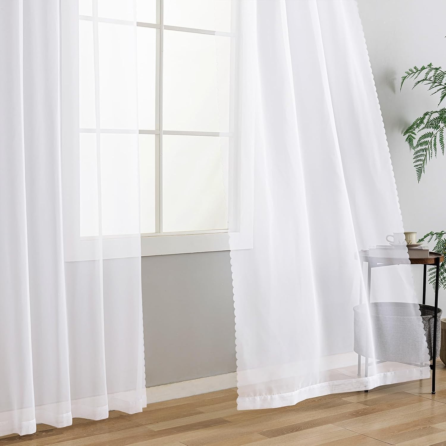Elegant White Sheer Curtains 84″ Length, 2 Panel Set for Modern Living Spaces