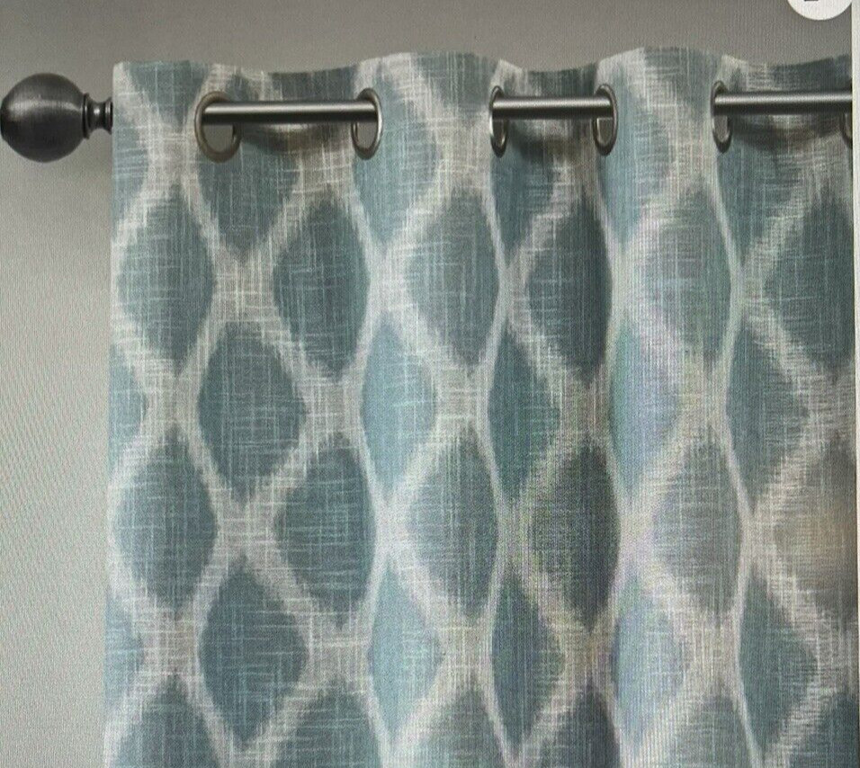 Patio Panel, SunSmart Blakesly Ikat Blackout Curtain 100″x84″ Blue, Grommet NEW