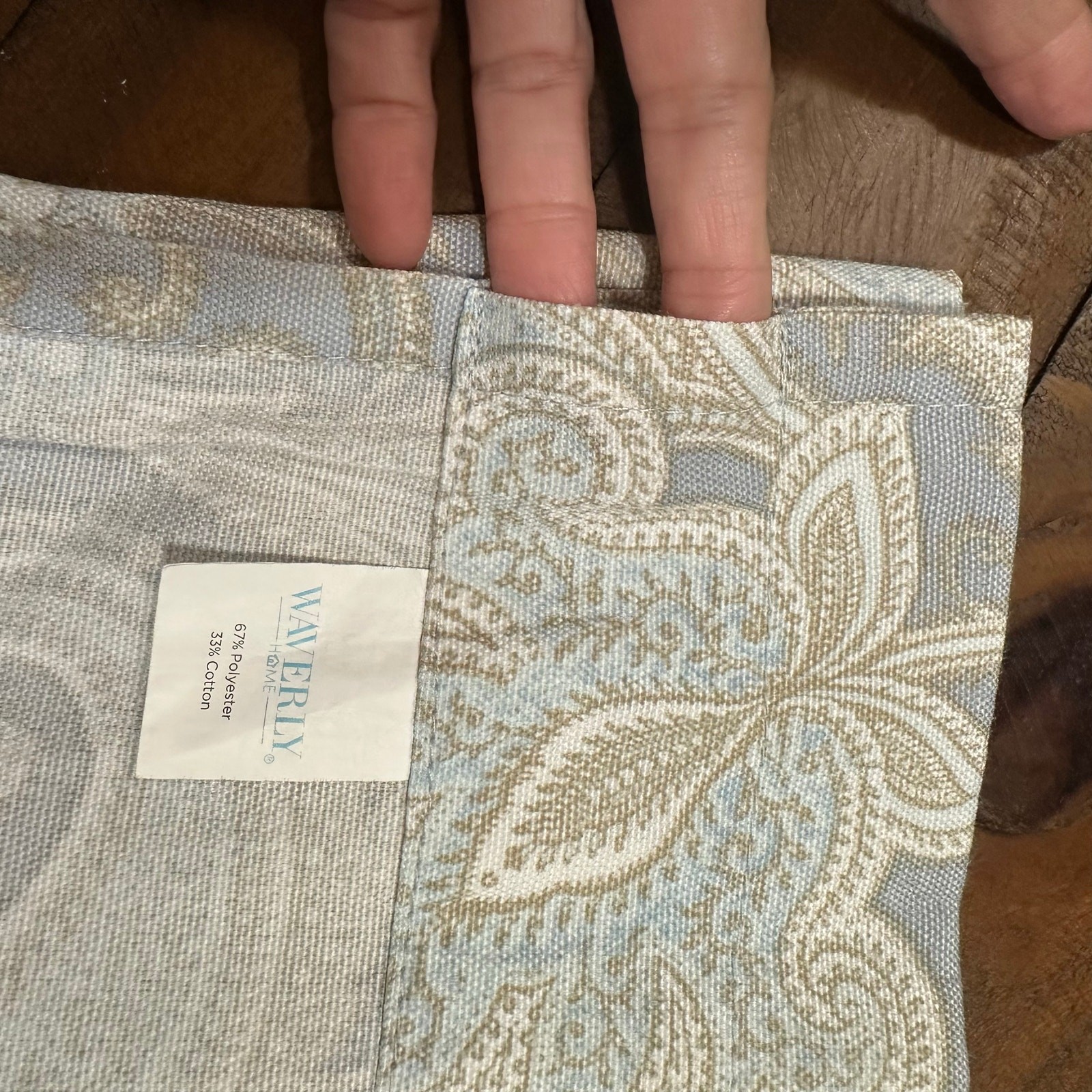 Waverly Two Valance Panel Curtains Short Cafe Light Blue Paisley 18×50 Set