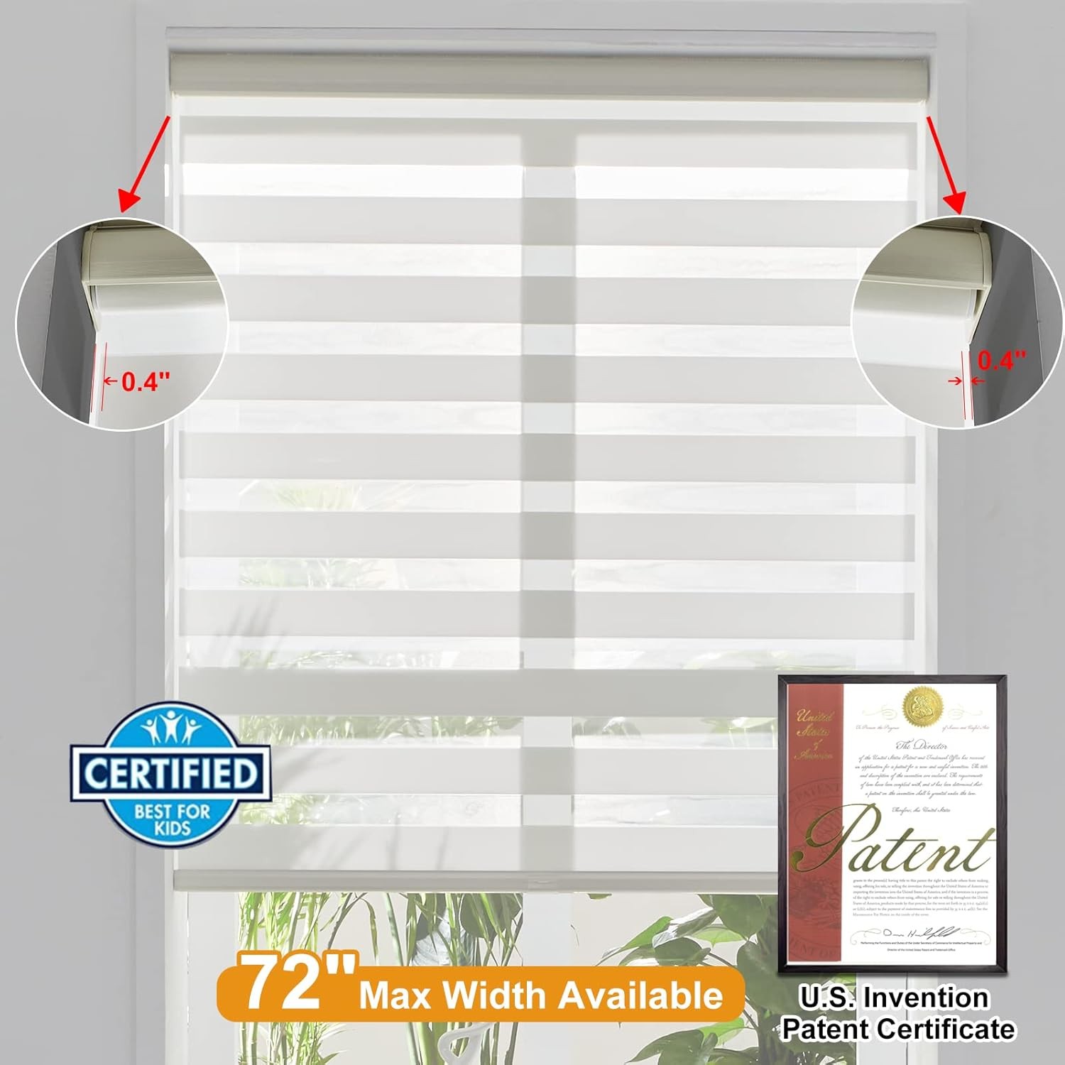 Persilux Cordless Zebra Blinds 35×64 Cream Light Filtering Shades #R017
