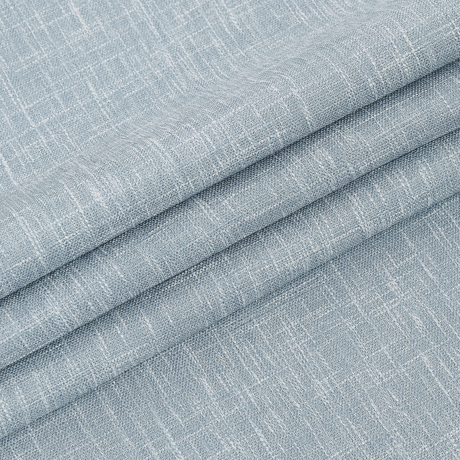 Central Park Blue Solid Full Blackout Curtain Heavy Linen Texture Window
