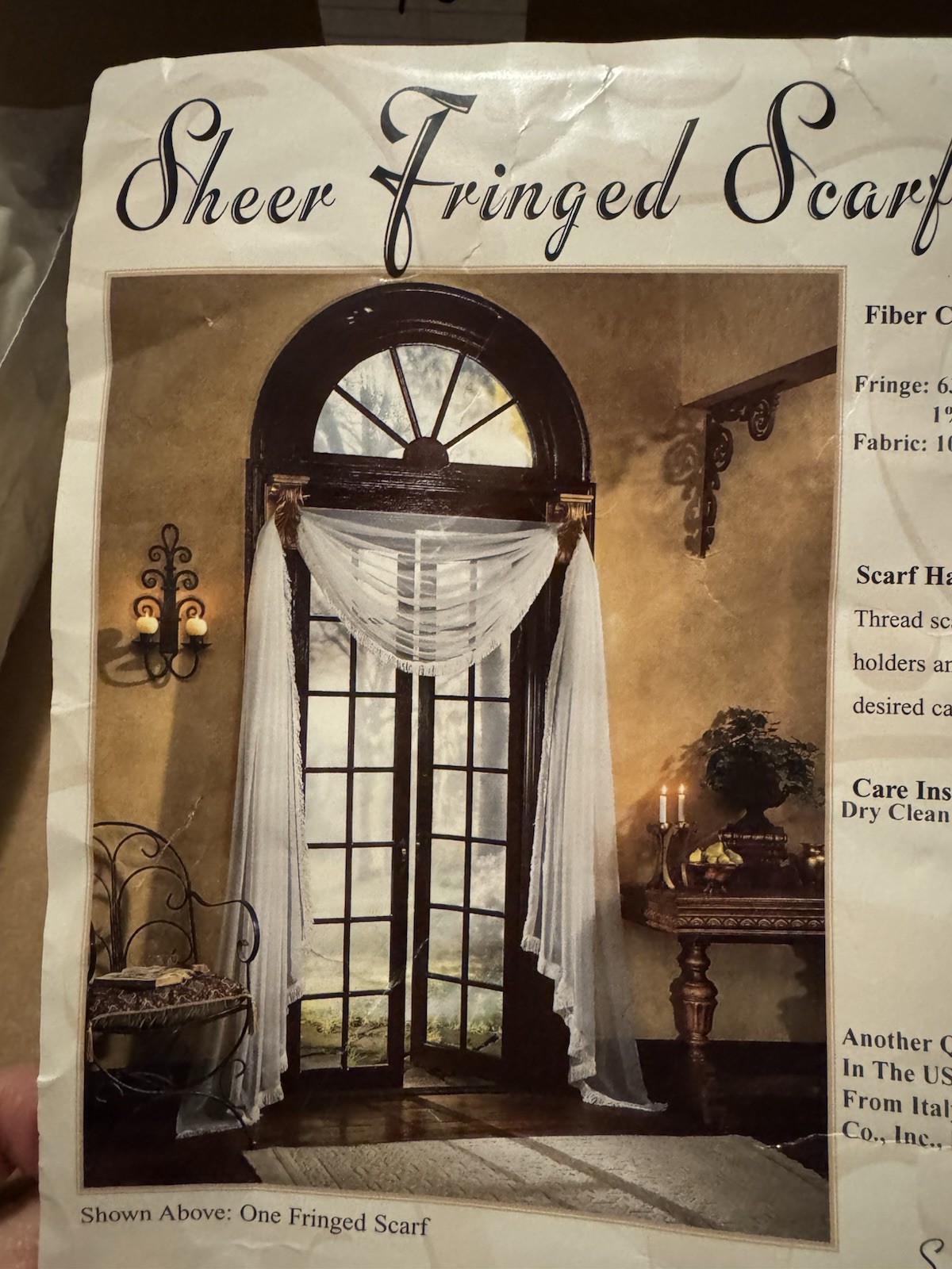 Fringe 59”W X 216” L Window Scarf Eggshell Curtain Drapery Sheers Affordable NOS