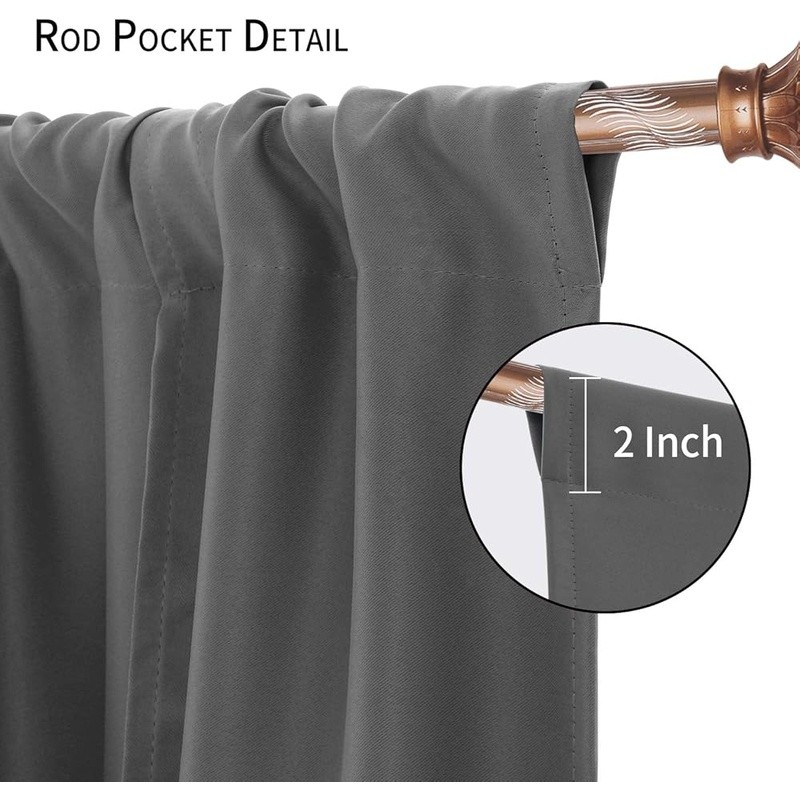 Blackout Tie Up Curtains Soft Polyester Light Blocking Insulation Home Decor New