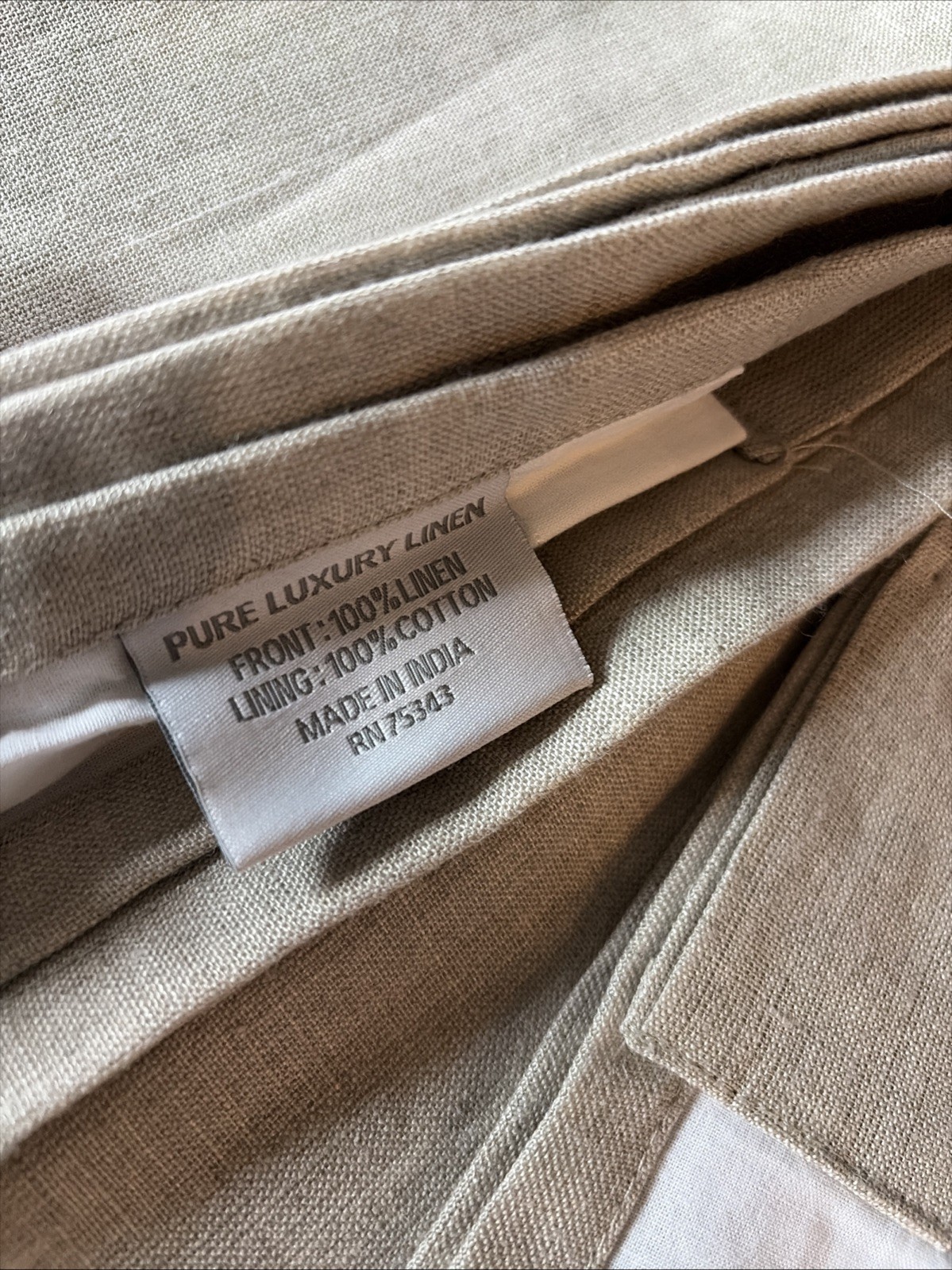 Rare Pure Luxury Belgian Linen Natural Window Curtains Panel Drapes 50×108 Set 2