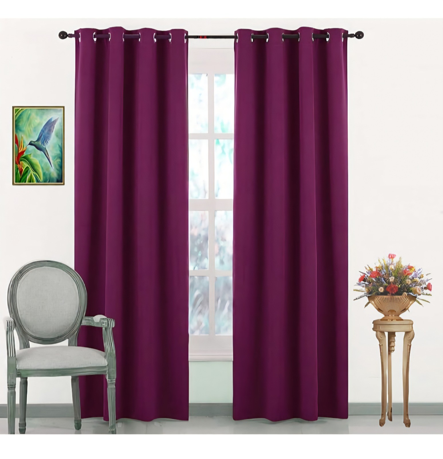 100% SOLID BLACKOUT CURTAIN 2 PIECE GROMMET FOAM LINED WINDOW CURTAIN