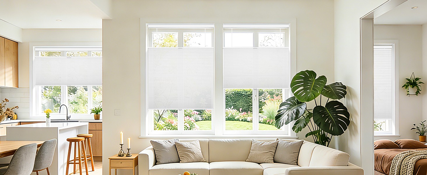Down Bottom Up Cellular Shades Cordless,35″ W x 36″ H,Pull Down Honeycomb Blinds