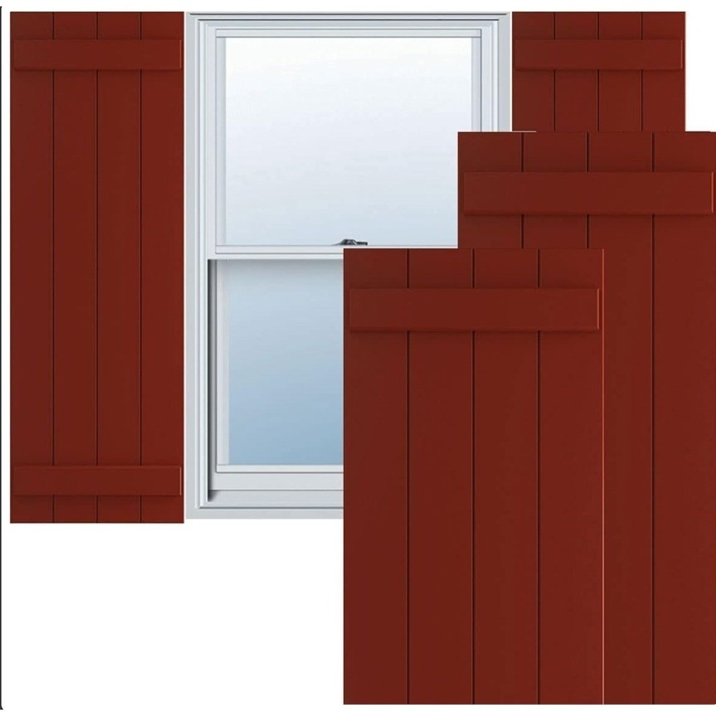 New Ekena Millwork True Fit PVC Shutters Pair Pepper Red 21.5 x 55 inch