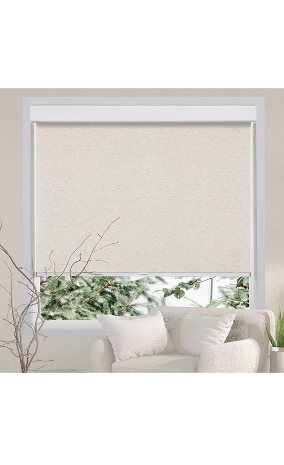 Window Blinds for Windows (Cream 46″ W x 72″ H) Natural Woven