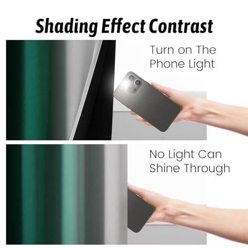 100% Blackout Curtains & Drapes 52″W x 84″L (Pack of 2) Green to Greyish White