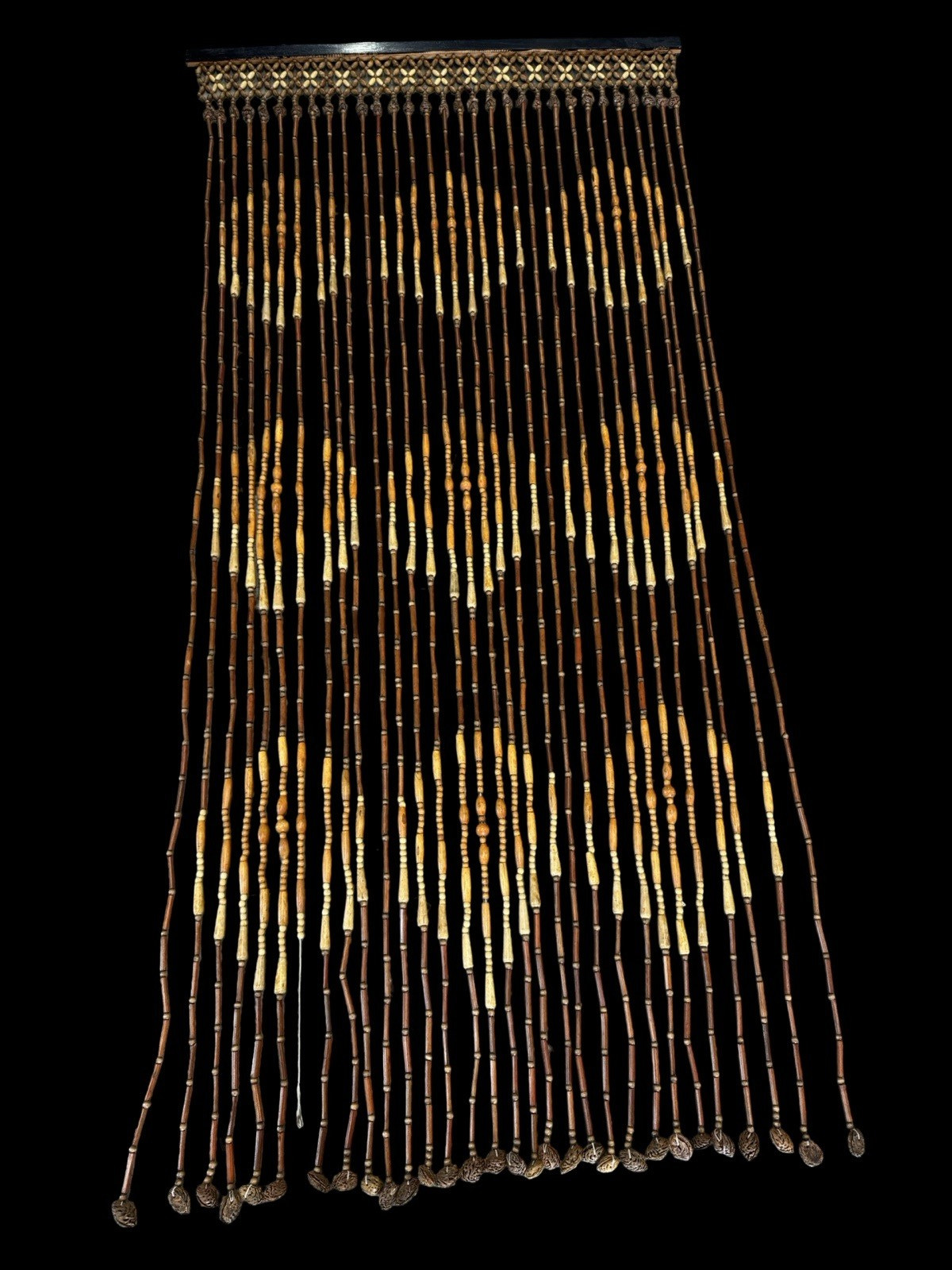 Vintage Handmade Wooden Beaded Curtain 36 x 71: Mid Century Boho Decor