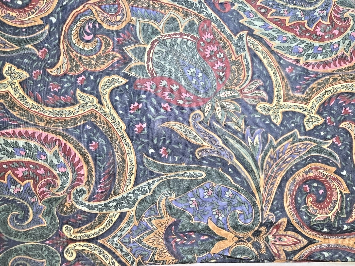 2 Vtg 90s Croscill Valances Jacobean Paisley Rod Pocket Jewel Tones 17.5×88