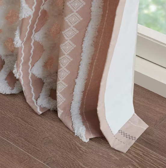 Ink + Ivy Imani Blush 50″ x 84″ Cotton Window Curtain Blush Pink Chenille Stripe