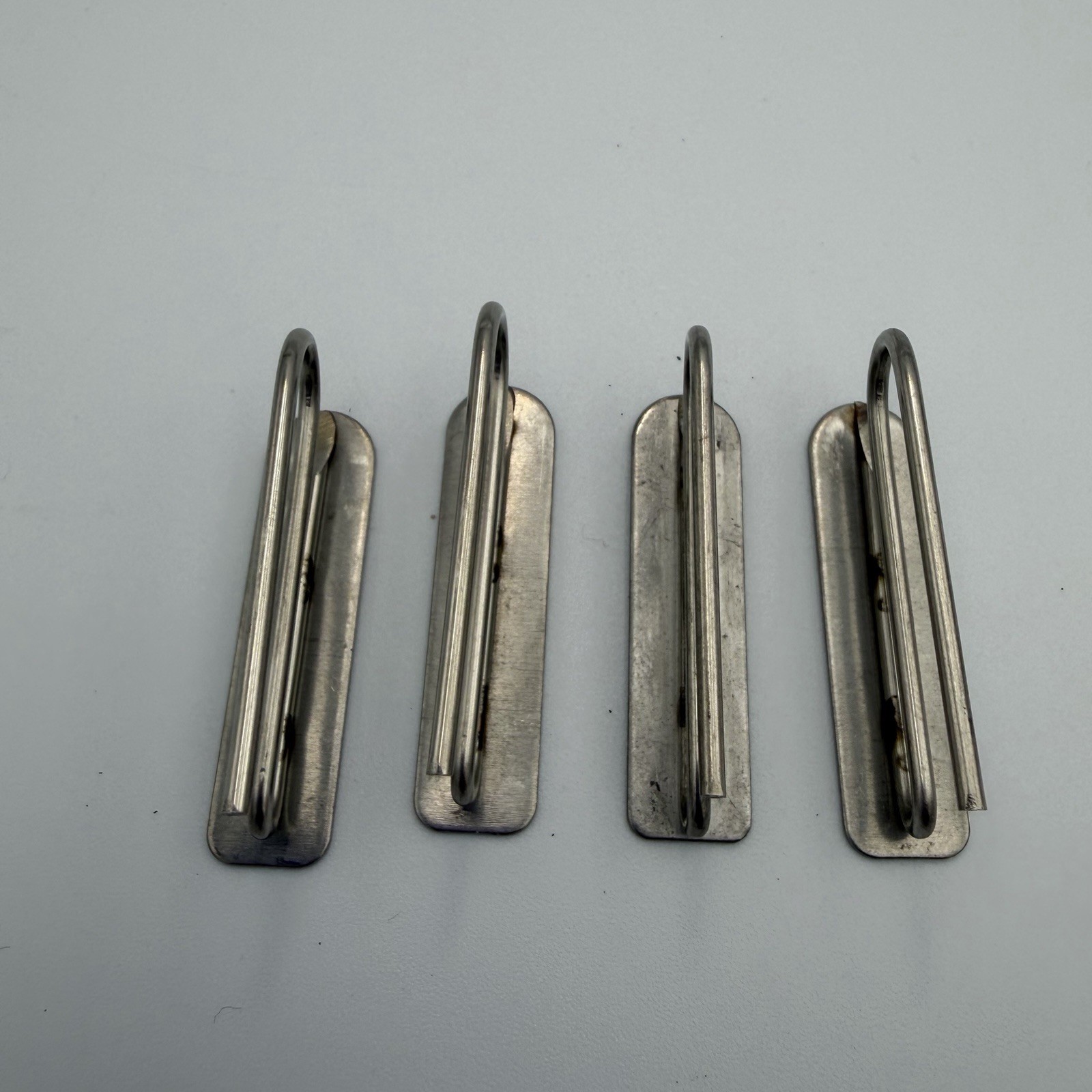Pottery Barn Drapery Clip Hooks 1.5″ Set of (4) Silver Metal Slide Pin