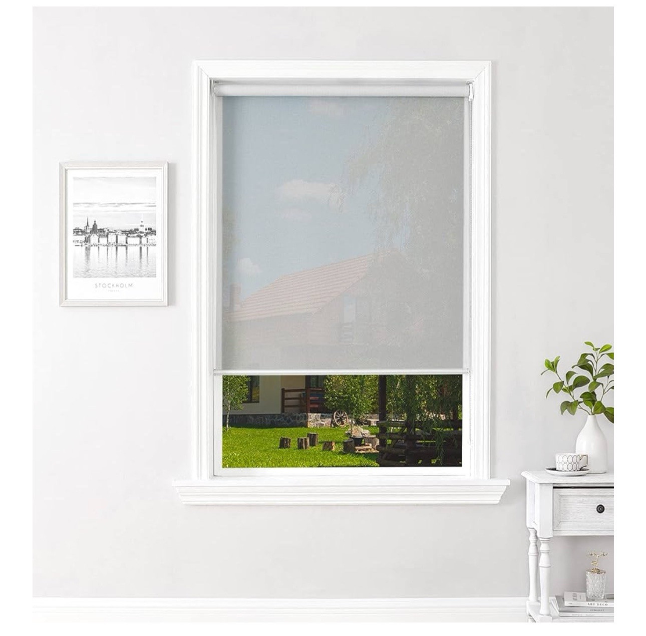 Light Filtering Roller Shades 5% Openness Solar Screen 32”W x 72″ H Grey (1279