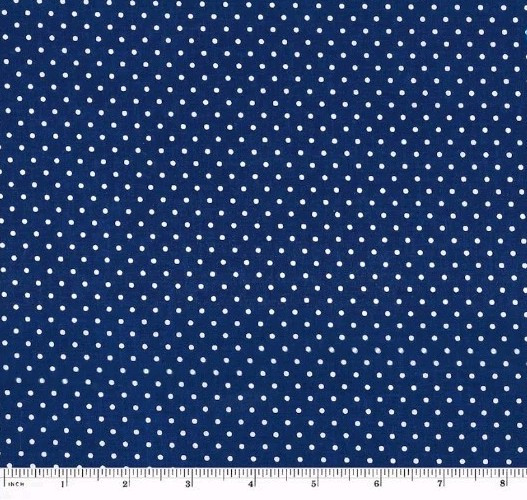 LINED WINDOW VALANCE CURTAIN 42 X 15 NAVY BLUE WHITE POLKA DOTS